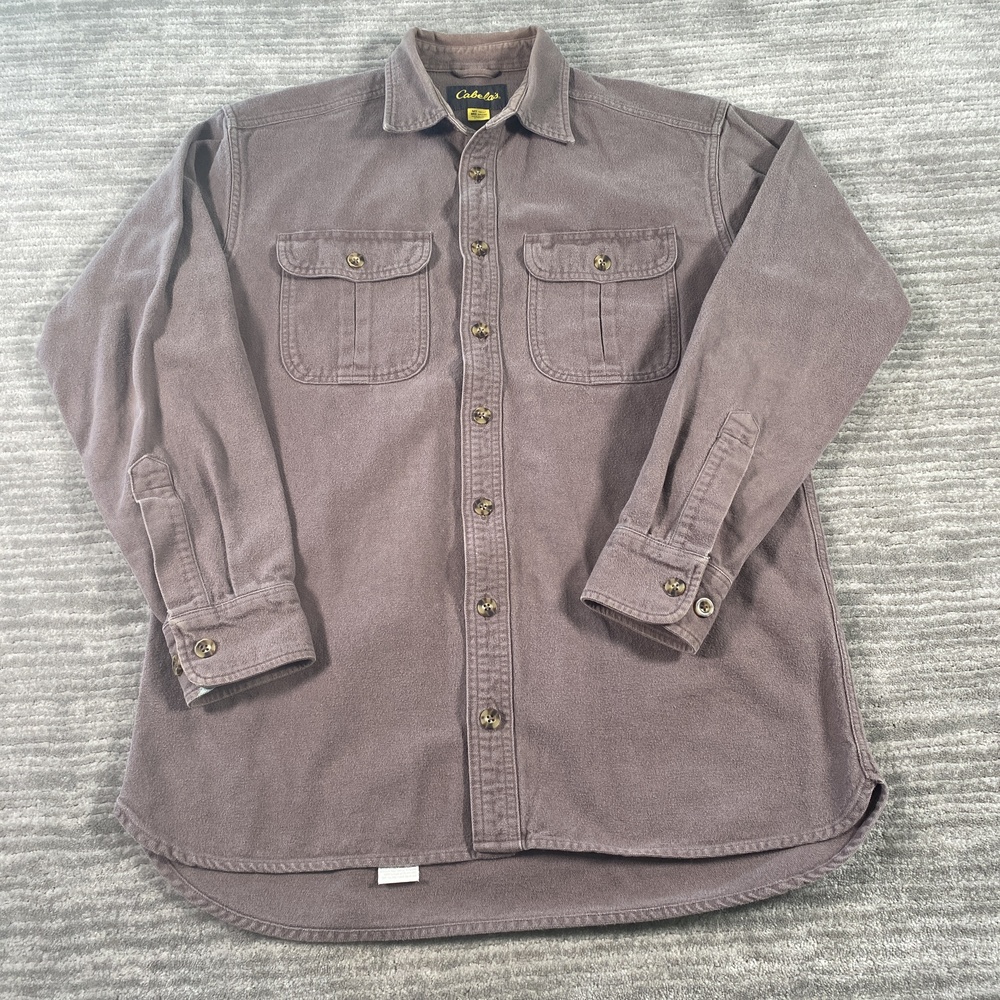 Cabela's Shirt Mens MT Brown Solid Flannel Button Up Long Sleeve Tall Hunting